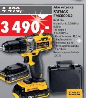 Aku vrtačka FMC600D2 Stanley FatMax