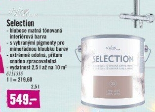 Vnitřní barva Selection Style Color
