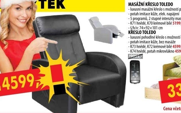 Masážní křeslo TOLEDO hnědé K71