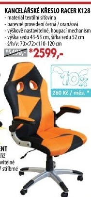 Kancelářské křeslo RACER ORANGE
