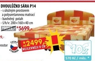Dvoulůžko SÁRA s úložným prostorem
