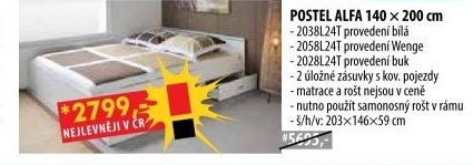 Multifunkční dvoulůžko ALFA 140x200 bílá
