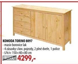 Komoda 2 dveře + 4 zásuvky TORINO