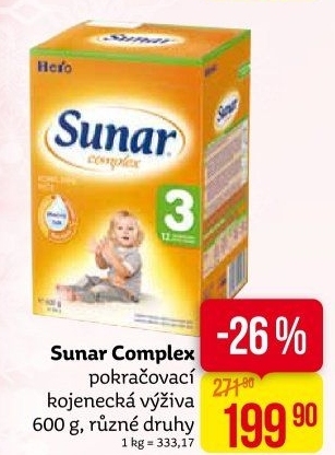 Kojenecké mléko Sunar Complex