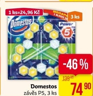 WC blok tuhý Power 5 Domestos
