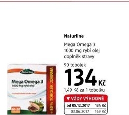 Doplněk stravy Rybí tuk Mega Omega 3 Naturline