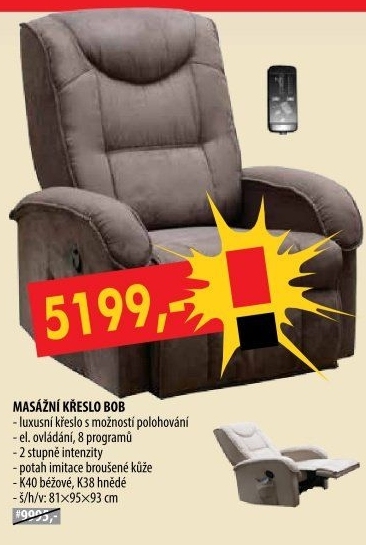 Masážní křeslo BOB béžová K40