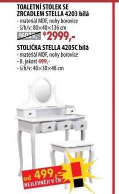 Toaletní stolek se zrcadlem STELLA