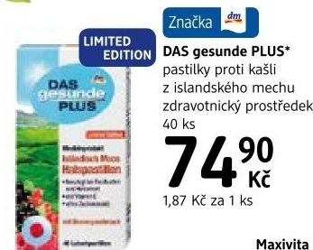 Pastilky proti kašli Das gesunde Plus