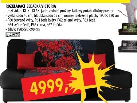 Pohovka VICTORIA červené květy