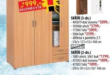 Skříň 3dveřová 405879 dub