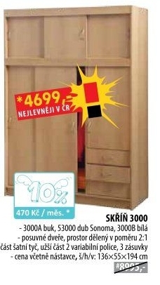Skříň s posuvnými dveřmi 3000