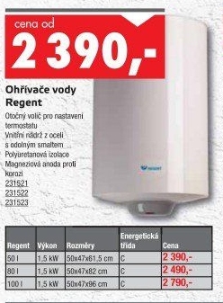 Ohřívač vody Regent 50 V 1