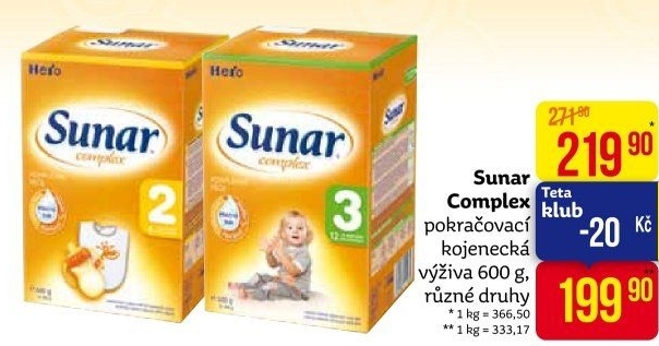 Kojenecké mléko Sunar Complex