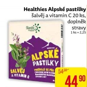 Doplněk stravy Pastilky alpské šalvěj a vitamin C Healthies