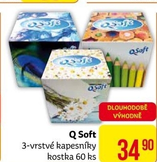 Papírové kapesníčky 3vrstvé Q Soft - box