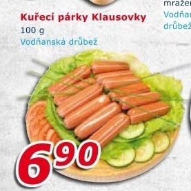 Párky kuřecí Klausovky Vodňanské kuře