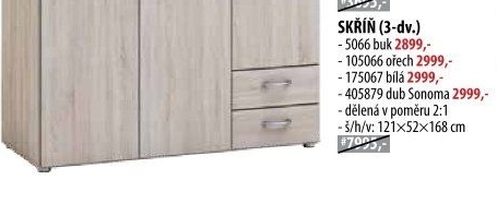 Skříň 3dveřová 405879 dub