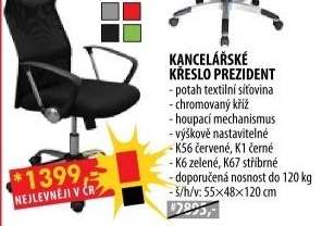 Kancelářské křeslo PREZIDENT černá K1