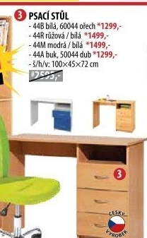 Psací stůl 44 bílá