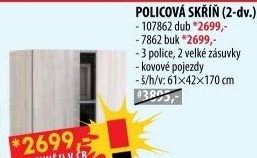Skříň 2dveřová 107862 dub