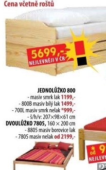 Jednolůžko 800 lakované