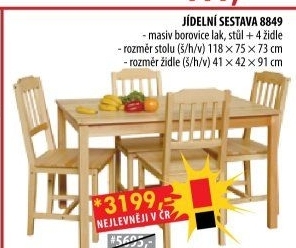 Stůl + 4 židle 8849 lak