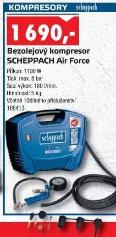 Bezolejový kompresor Air Force Scheppach
