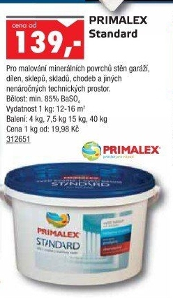 Bílá interiérová barva Standard Primalex