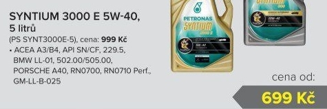 Motorový olej Petronas 5W - 40 Syntium 3000E