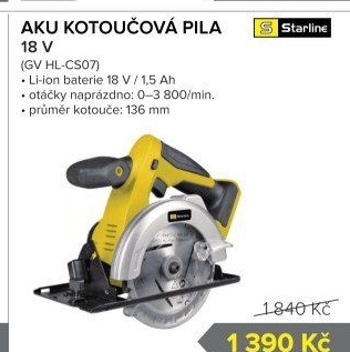 Aku kotoučová pila Starline