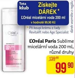 Micelární voda čistící Sublime L'Oréal