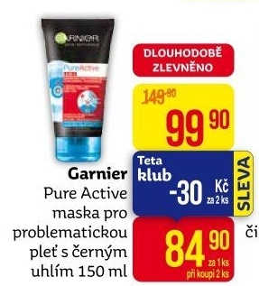Pleťová maska s černým uhlím Pure Active Garnier