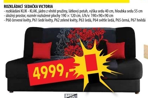 Pohovka VICTORIA červené květy