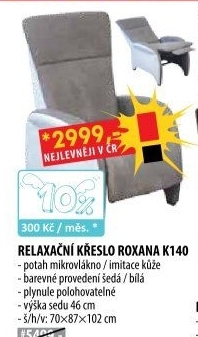 Relaxační polohovací křeslo ROXANA šedá/bílá K140