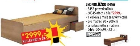 Jednolůžko s úložným prostorem 90x200