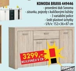 Komoda 4 dveře + 1 zásuvka BRAVA dub