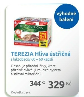 Doplněk stravy Hlíva ústřičná + lactobacily se šípkem Terezia