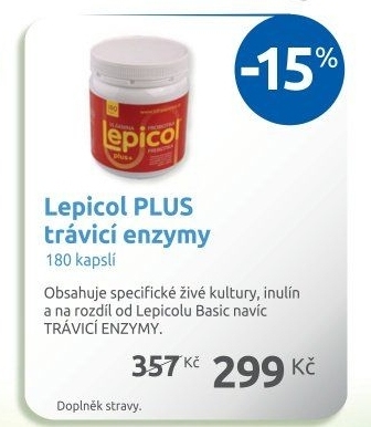 Doplněk stravy Kapsle plus+ Lepicol Trávící enzymy