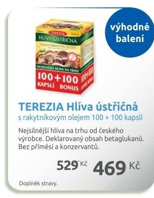 Doplněk stravy Hlíva ústřičná s rakytníkovým olejem Terezia Company