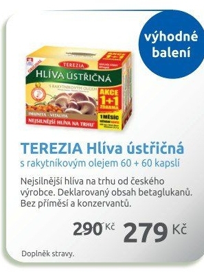 Doplněk stravy Hlíva ústřičná s rakytníkovým olejem Terezia Company