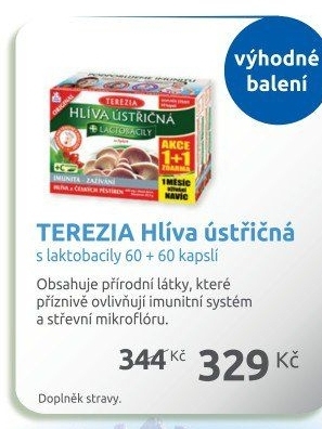 Doplněk stravy Hlíva ústřičná + lactobacily se šípkem Terezia