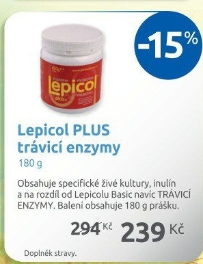 Doplněk stravy Prášek plus+ Lepicol Trávící enzymy