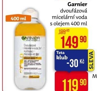 Dvoufázová micelární voda 3v1 Garnier