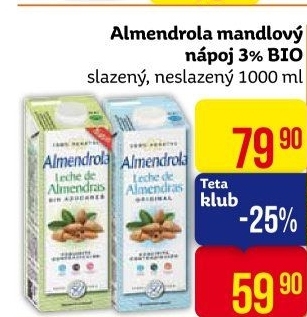 Mandlový nápoj bio Almendrola