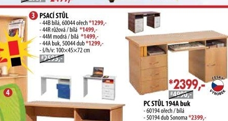 Psací stůl 44 bílá