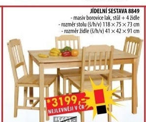 Stůl + 4 židle 8849 lak