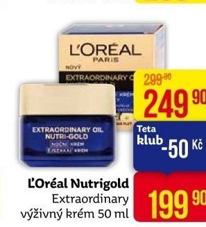 Krém pleťový výživný Extraordinary Oil Nutri Gold L'oreal