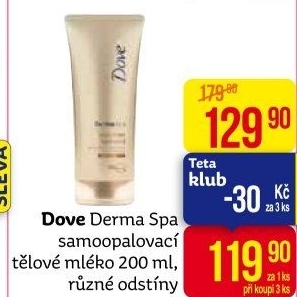 Tělové mléko tónovací DermaSpa Dove