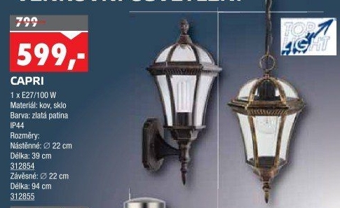 Venkovní svítidlo Capri N Top Light